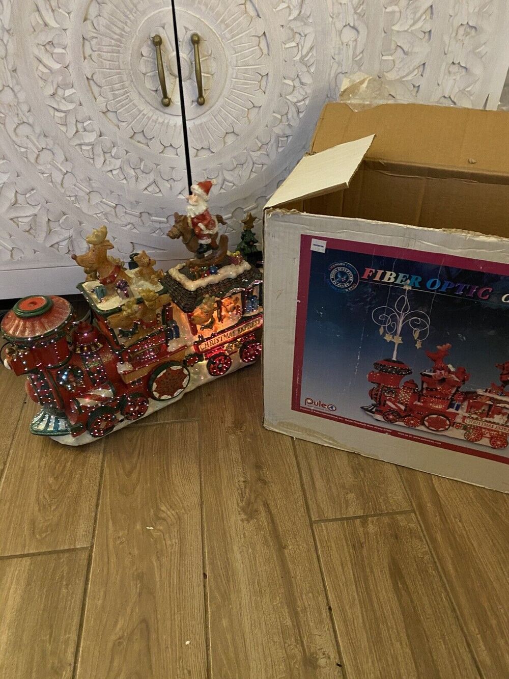 Vintage Color Fiber Optic Light Christmas Santa's Train By Puleo W/ Box Rare